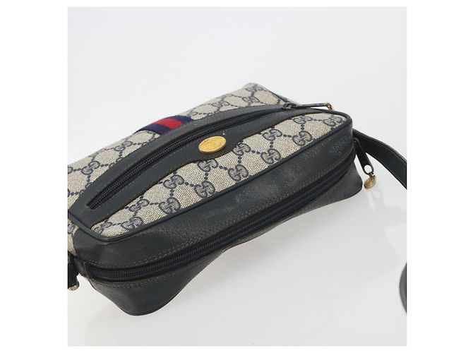 Borsa a tracolla GUCCI GG Supreme Sherry Line PVC Navy Gold Auth 194995 D'oro Blu navy - vista 6