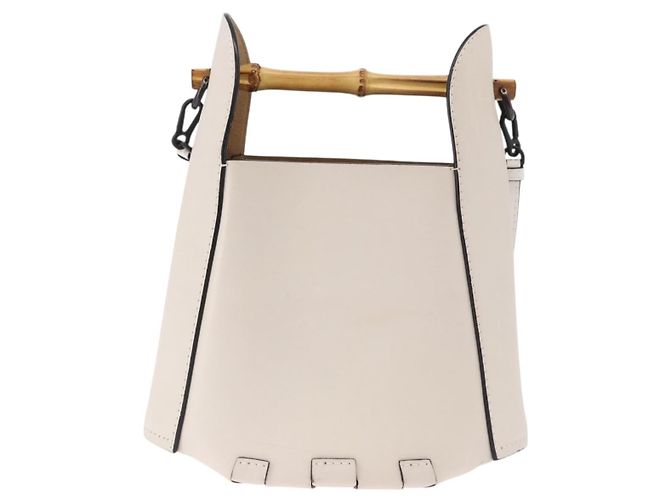LOEWE Bamboo Bucket Handtasche Leder 2way Ivory Auth 195342A Roh - Ansicht 2