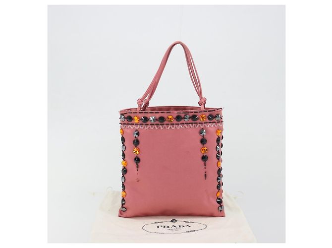 Borsa a mano PRADA Satin Pink Silver Auth bs36714 Argento Rosa - vista 12