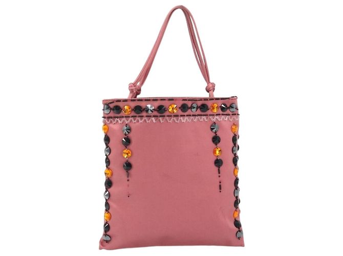 Borsa a mano PRADA Satin Pink Silver Auth bs36714 Argento Rosa - vista 13