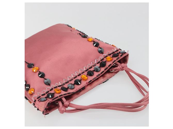 Borsa a mano PRADA Satin Pink Silver Auth bs36714 Argento Rosa - vista 14