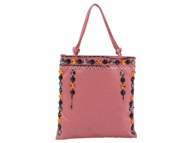 Borsa a mano PRADA Satin Pink Silver Auth bs36714 Argento Rosa - vista 2