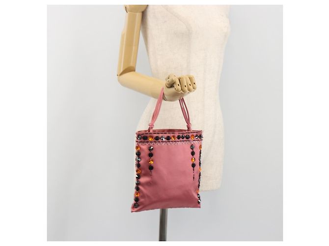 Borsa a mano PRADA Satin Pink Silver Auth bs36714 Argento Rosa - vista 25