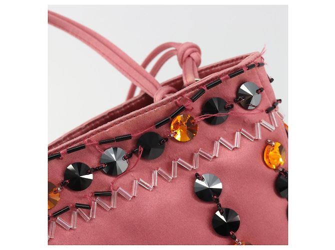 Borsa a mano PRADA Satin Pink Silver Auth bs36714 Argento Rosa - vista 8