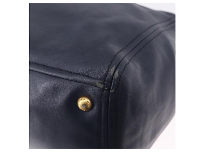 Borsa PRADA in pelle 2way Navy Gold Auth 196781V D'oro Blu navy - vista 16