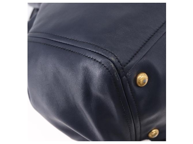 Borsa PRADA in pelle 2way Navy Gold Auth 196781V D'oro Blu navy - vista 17