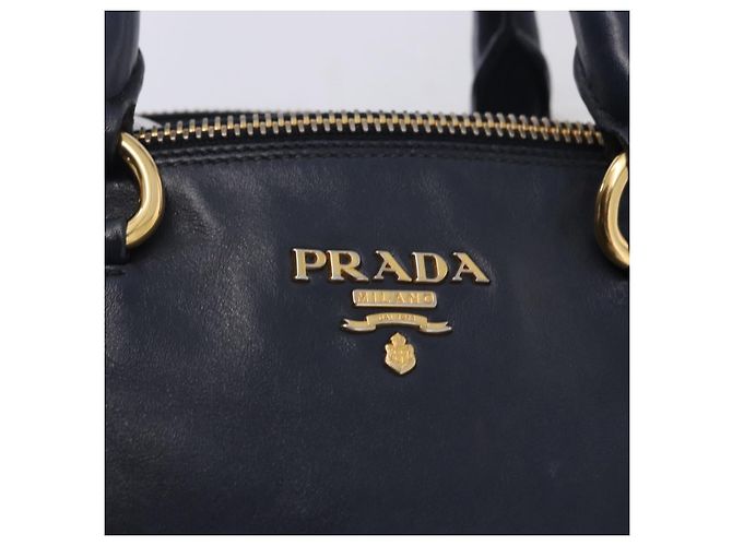 Borsa PRADA in pelle 2way Navy Gold Auth 196781V D'oro Blu navy - vista 19