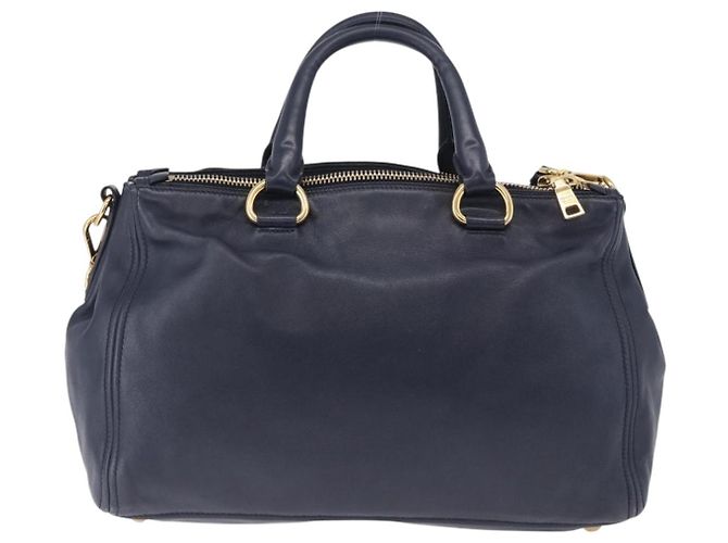 Borsa PRADA in pelle 2way Navy Gold Auth 196781V D'oro Blu navy - vista 2