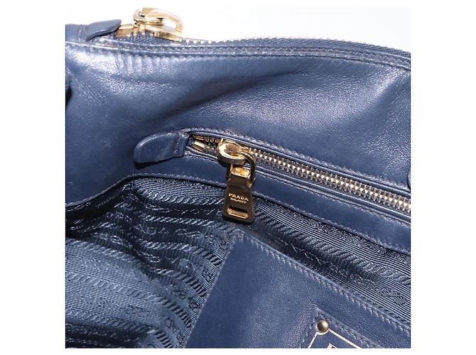 Borsa PRADA in pelle 2way Navy Gold Auth 196781V D'oro Blu navy - vista 24
