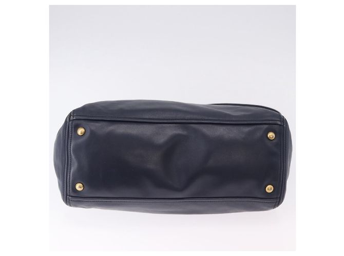 Borsa PRADA in pelle 2way Navy Gold Auth 196781V D'oro Blu navy - vista 5