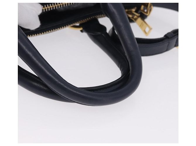 Borsa PRADA in pelle 2way Navy Gold Auth 196781V D'oro Blu navy - vista 7