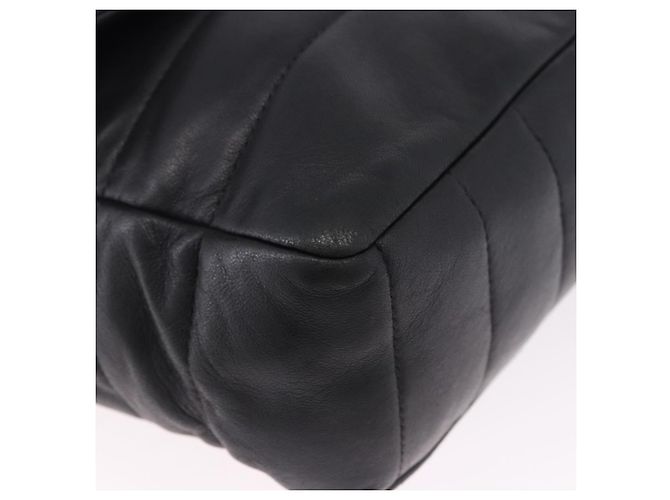 Borsa a tracolla CHANEL Chain Matelasse 2.55 in pelle d'agnello nera con CC argento Auth 195955A Nero - vista 14