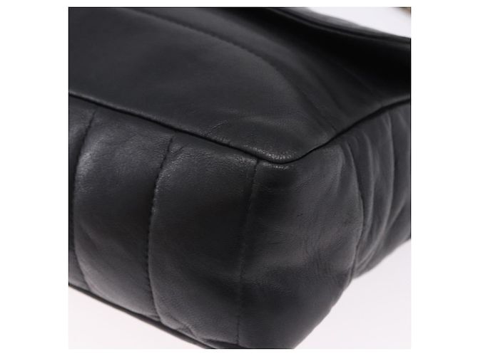 Borsa a tracolla CHANEL Chain Matelasse 2.55 in pelle d'agnello nera con CC argento Auth 195955A Nero - vista 15