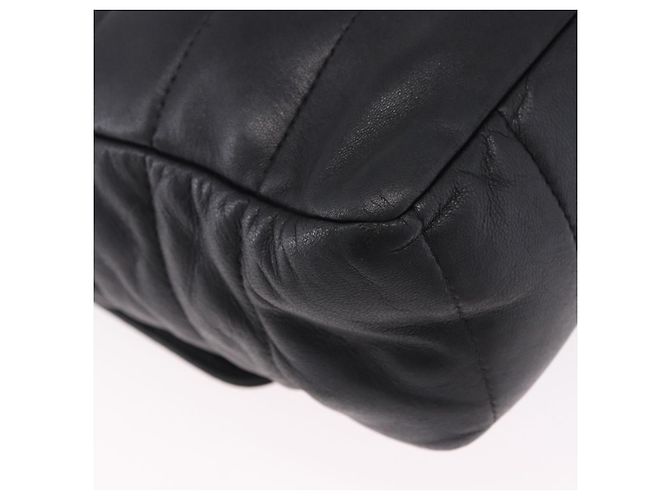 Borsa a tracolla CHANEL Chain Matelasse 2.55 in pelle d'agnello nera con CC argento Auth 195955A Nero - vista 16