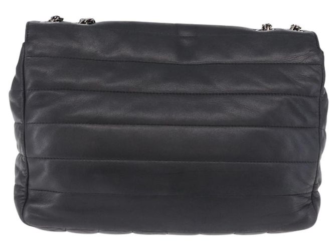 Borsa a tracolla CHANEL Chain Matelasse 2.55 in pelle d'agnello nera con CC argento Auth 195955A Nero - vista 2