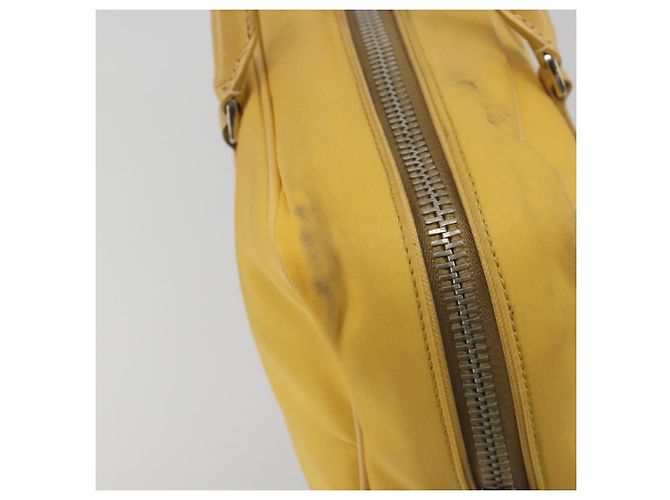 Borsa Tote PRADA Canvas Giallo Argento Auth 195332A - vista 10