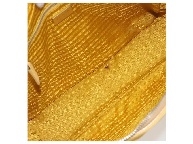 Borsa Tote PRADA Canvas Giallo Argento Auth 195332A - vista 11