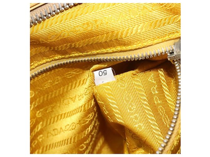 Borsa Tote PRADA Canvas Giallo Argento Auth 195332A - vista 12