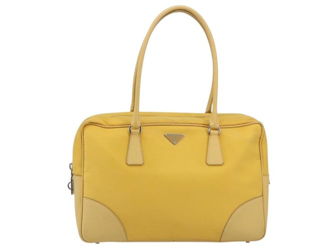 Borsa Tote PRADA Canvas Giallo Argento Auth 195332A - vista 13
