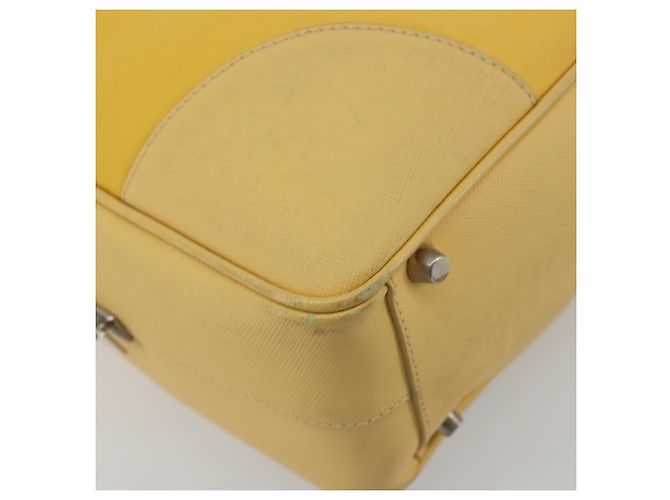 Borsa Tote PRADA Canvas Giallo Argento Auth 195332A - vista 15