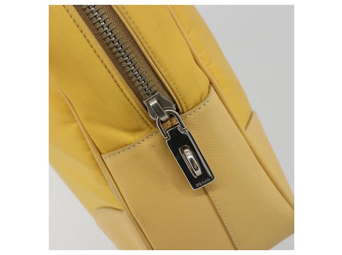Borsa Tote PRADA Canvas Giallo Argento Auth 195332A - vista 18