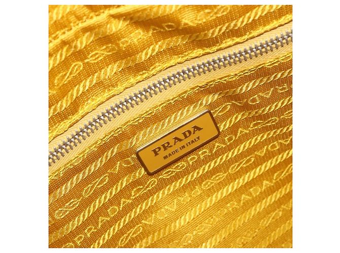 Borsa Tote PRADA Canvas Giallo Argento Auth 195332A - vista 19