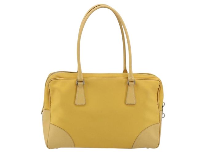 Borsa Tote PRADA Canvas Giallo Argento Auth 195332A - vista 2