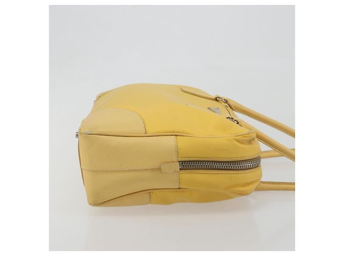 Borsa Tote PRADA Canvas Giallo Argento Auth 195332A - vista 3