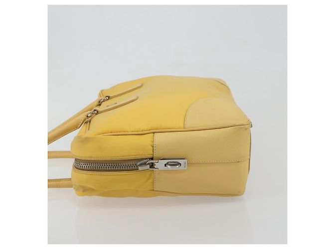 Borsa Tote PRADA Canvas Giallo Argento Auth 195332A - vista 4