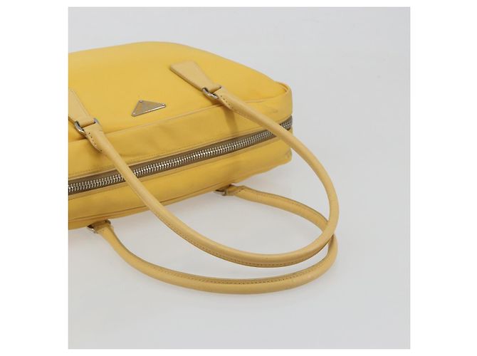 Borsa Tote PRADA Canvas Giallo Argento Auth 195332A - vista 7