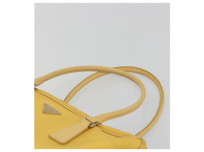 Borsa Tote PRADA Canvas Giallo Argento Auth 195332A - vista 8