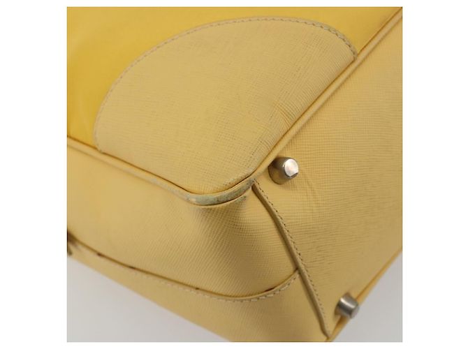 Borsa Tote PRADA Canvas Giallo Argento Auth 195332A - vista 9