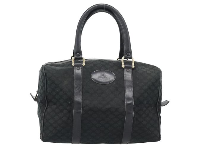Céline CELINE Borsa Boston in tela Macadam Nero Oro Auth 194355 D'oro - vista 13