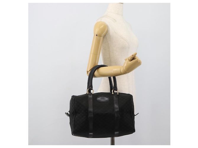 Céline CELINE Borsa Boston in tela Macadam Nero Oro Auth 194355 D'oro - vista 20
