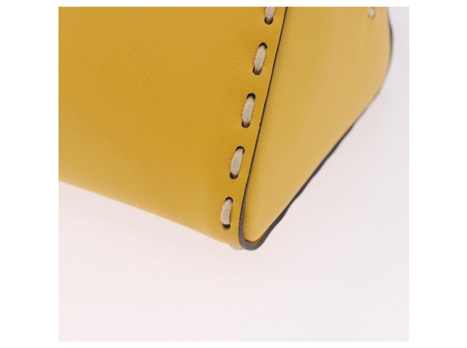 FENDI Celeria Triangle Schultertasche aus Leder Gelb Goldfarben 8BS053 Auth 195557M - Ansicht 16