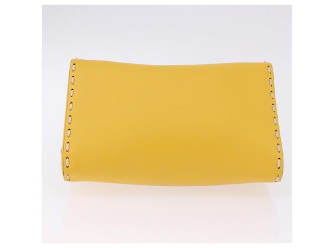 FENDI Celeria Triangle Schultertasche aus Leder Gelb Goldfarben 8BS053 Auth 195557M - Ansicht 5