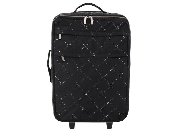 CHANEL Travel Line Carry Case Nylon Black Silver CC Auth bs36561 Nero Argento - vista 13