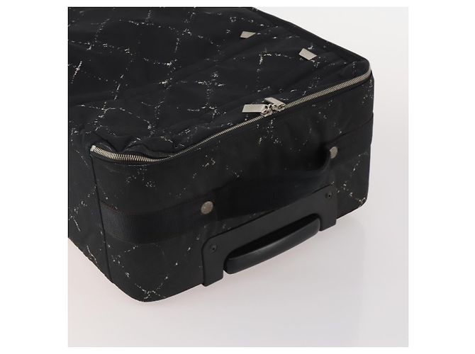 CHANEL Travel Line Carry Case Nylon Black Silver CC Auth bs36561 Nero Argento - vista 6