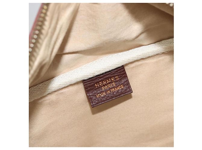 Hermès Borsa Boston HERMES Victoria 50 Canvas Beige Brown Auth BA14733 Marrone - vista 11