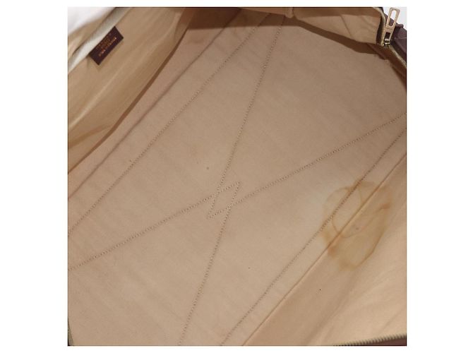 Hermès Borsa Boston HERMES Victoria 50 Canvas Beige Brown Auth BA14733 Marrone - vista 12