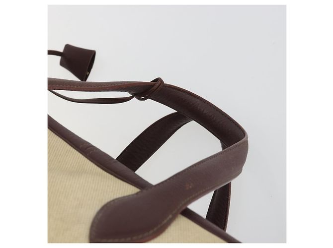 Hermès Borsa Boston HERMES Victoria 50 Canvas Beige Brown Auth BA14733 Marrone - vista 14