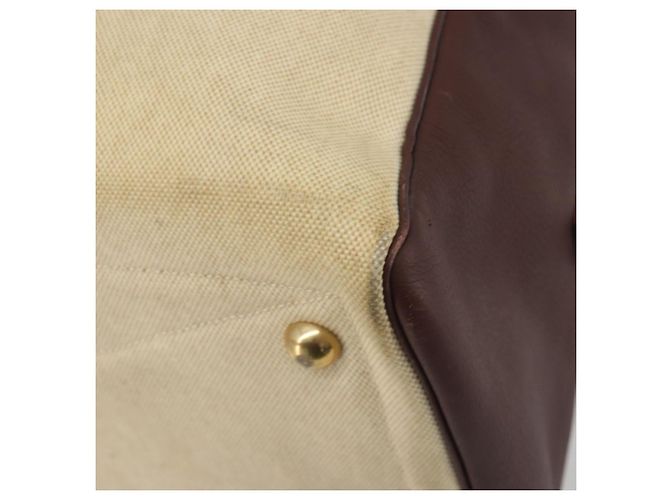 Hermès Borsa Boston HERMES Victoria 50 Canvas Beige Brown Auth BA14733 Marrone - vista 17