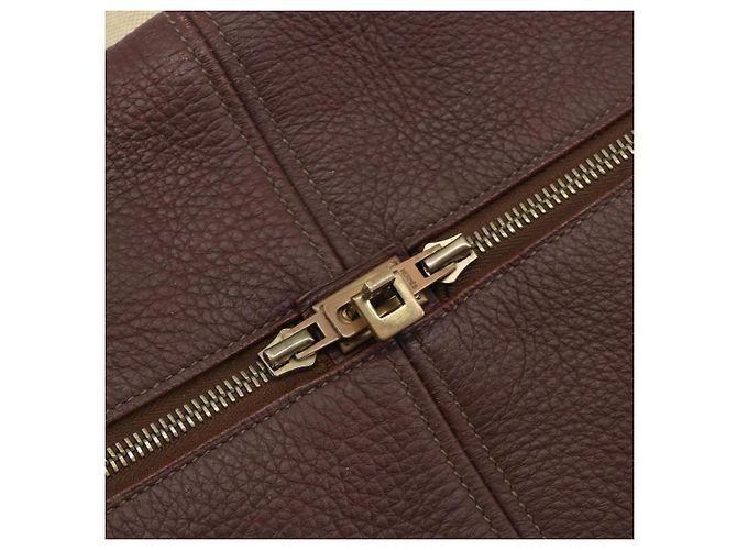 Hermès Borsa Boston HERMES Victoria 50 Canvas Beige Brown Auth BA14733 Marrone - vista 19