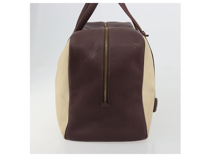 Hermès Borsa Boston HERMES Victoria 50 Canvas Beige Brown Auth BA14733 Marrone - vista 3