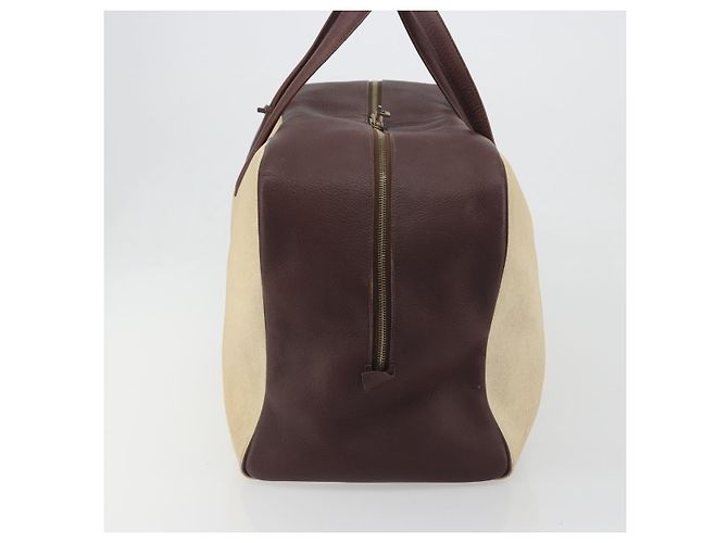 Hermès Borsa Boston HERMES Victoria 50 Canvas Beige Brown Auth BA14733 Marrone - vista 4