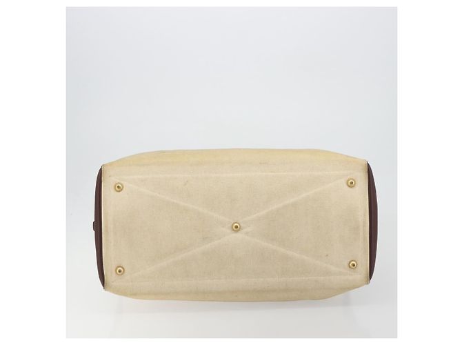 Hermès Borsa Boston HERMES Victoria 50 Canvas Beige Brown Auth BA14733 Marrone - vista 5