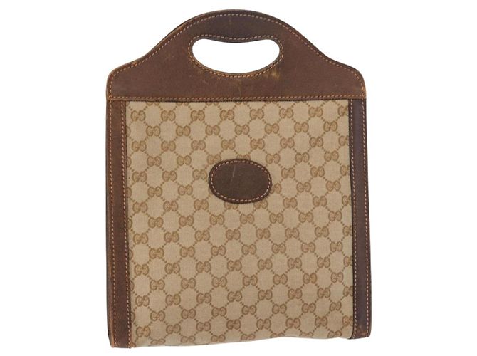 Borsa GUCCI GG Canvas Beige Auth 196557 - vista 13