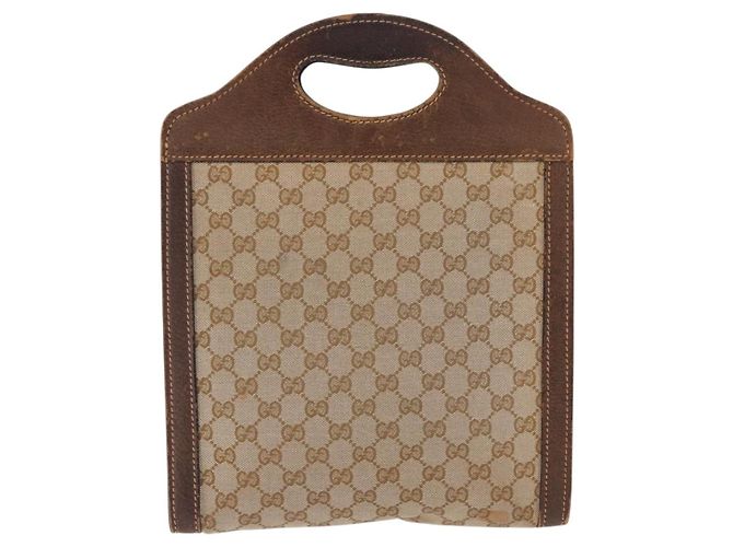 Borsa GUCCI GG Canvas Beige Auth 196557 - vista 2