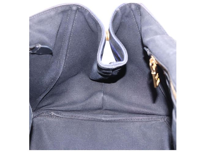 Borsa Tote PRADA Canapa GM Canvas Blu Oro Auth 195738 D'oro - vista 19