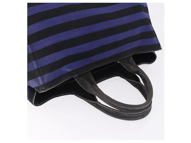 Borsa Tote PRADA Canapa GM Canvas Blu Oro Auth 195738 D'oro - vista 6